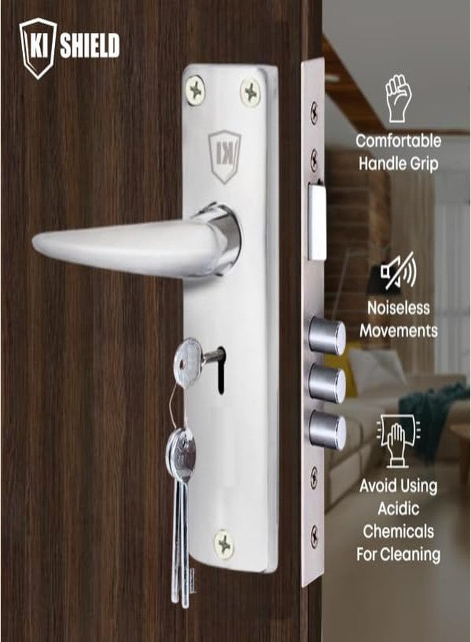 KI SHIELD طقم قفل باب نقر من الفولاذ المقاوم للصدأ KI SHIELD MHS 1011 مقاس 6 بوصات بلمسة نهائية من الكروم، مناسب للحمامات والمطابخ وغرف النوم وغرف التخزين | ملحقات الأبواب، طقم مقابض أبواب KY مع قفل مزدوج الدوران 65 مم - Image 4